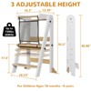 TinyHomie Foldable Toddler Kitchen Tower, 3 Adjustable Height Wooden Learning Stool, Standing Tower with Safety Net for Kitchen Bathroom - 2 of 4