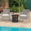 Costway Set of 2 Patio Rattan Arm Dining Chair Cushioned Sofa Furniture White - 4 of 4