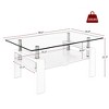 Grungis Rectangle Coffee Table with Tempered Glass Tabletop,Modern Center Table for Living Room - 2 of 4