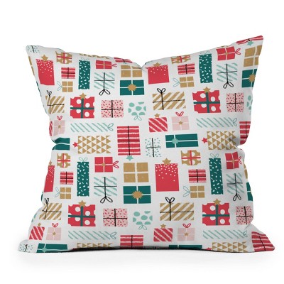 16"x16" Wendy Kendall 'Wrap It' Square Throw Pillow Green/Red - Deny Designs