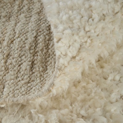 Ivory Geometric Handwoven Wool Rectangular Area Rug 2' x 3'