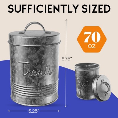 Retro Galvanized Metal Airtight Pet Treats Storage Canister
