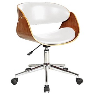 HomeRoots Brown White and Silver Adjustable Height Swivel Rolling Office Chair - 1 of 4