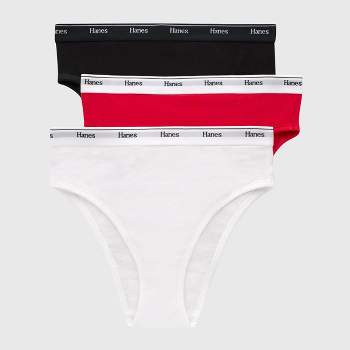 Hanes Women's 3pk Hi-Cut Underwear - White/Red/Black