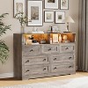 Dresser for Bedroom with Charging Station & LED Lights,7 Drawer Wooden LED Dresser with 2 Open Storage Cubbies - 3 of 4