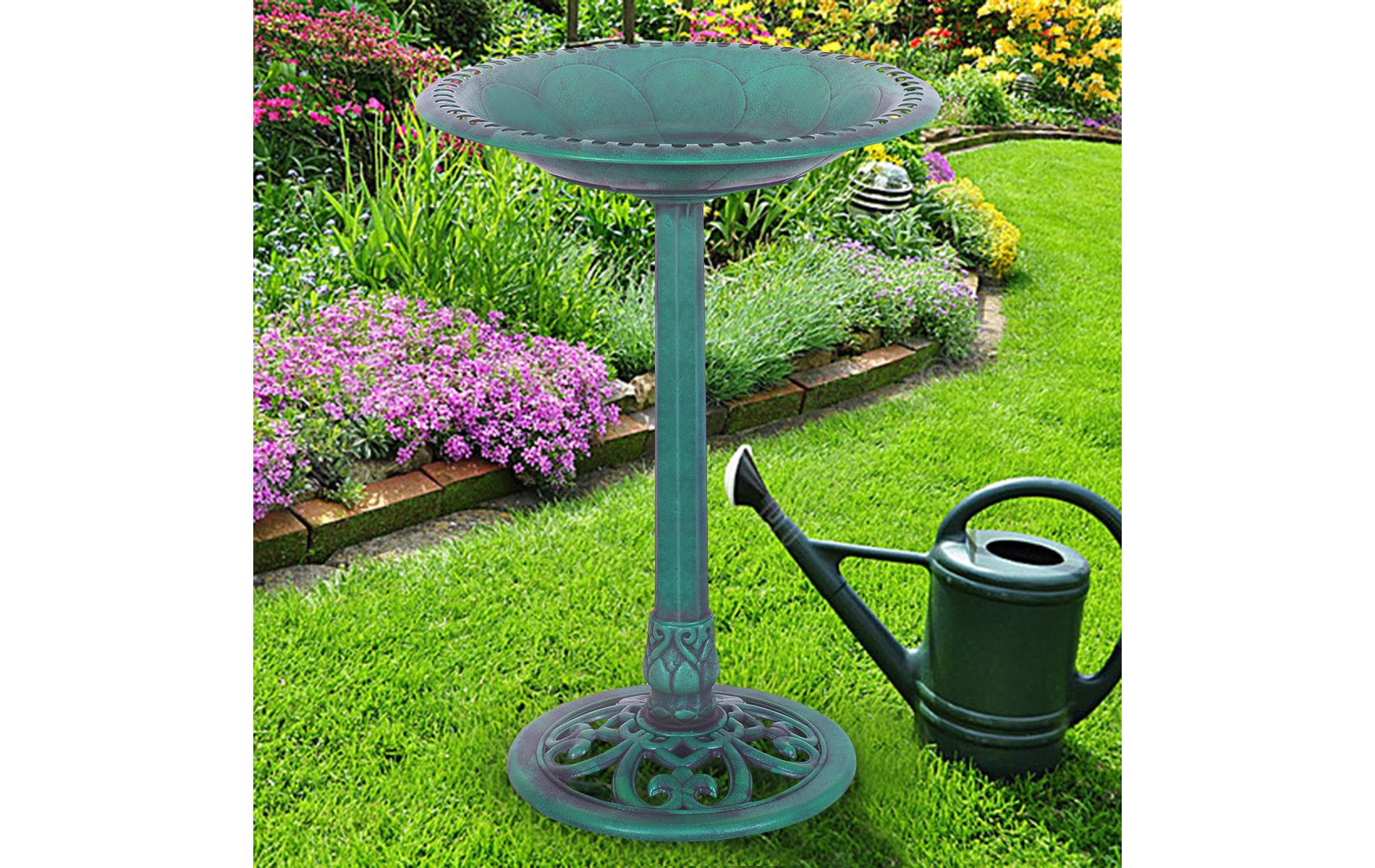 Costway Green Pedestal Bird Bath Feeder Freestanding Outdoor Garden Yard Patio Decor