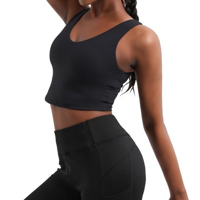 DOMETOUR Sports Bra for Women Wirefree Padded Yoga Bras Tank Tops Fitness Workout Running Top
