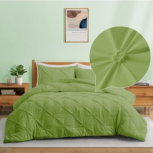 Peace Nest 3 Piece Pintuck Pinch Pleat and Seersucker Bubble Ruffled Chic and Tufted Clipped Comforter Set - 1 of 4