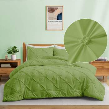Peace Nest 3 Piece Pintuck Pinch Pleat and Seersucker Bubble Ruffled Chic and Tufted Clipped Comforter Set