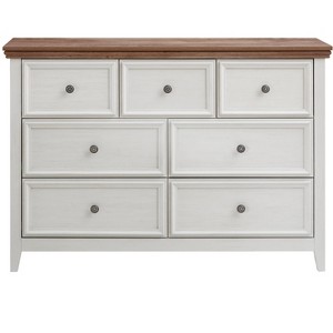 Gulches 7-Drawer Dresser Cabinet - Farmhouse Style Storage Organizer, MDF Chest of Drawers for Living Room Bedroom Closet, Beige - 1 of 4