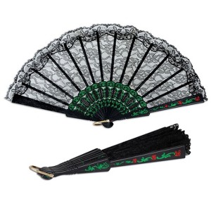 Beistle 9 1/2" Lace Fiesta Fan Black 57292 - 1 of 1