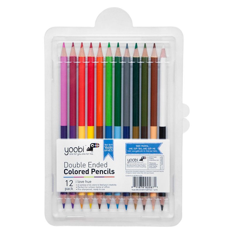 Double-Ended Colored Pencils - Multicolor, 12pk - Yoobi&#8482;, 1 of 4