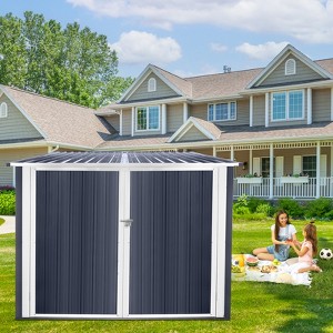 Gulches Bicycle Outdoor Steel Storage Shed ,Stores 4 Bikes for Backyard, Patio, Garage, Lawn, Grey - 1 of 4