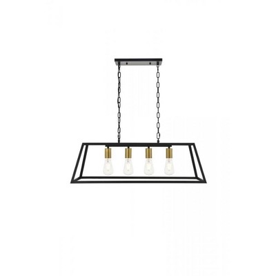 Elegant Lighting Resolute 4 light brass and black Pendant