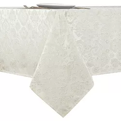 Kate Aurora Regency Collection Raised Jacquard Damask Fabric Tablecloth - 54 in. W x 84 in. L (6-8 Chairs), Beige