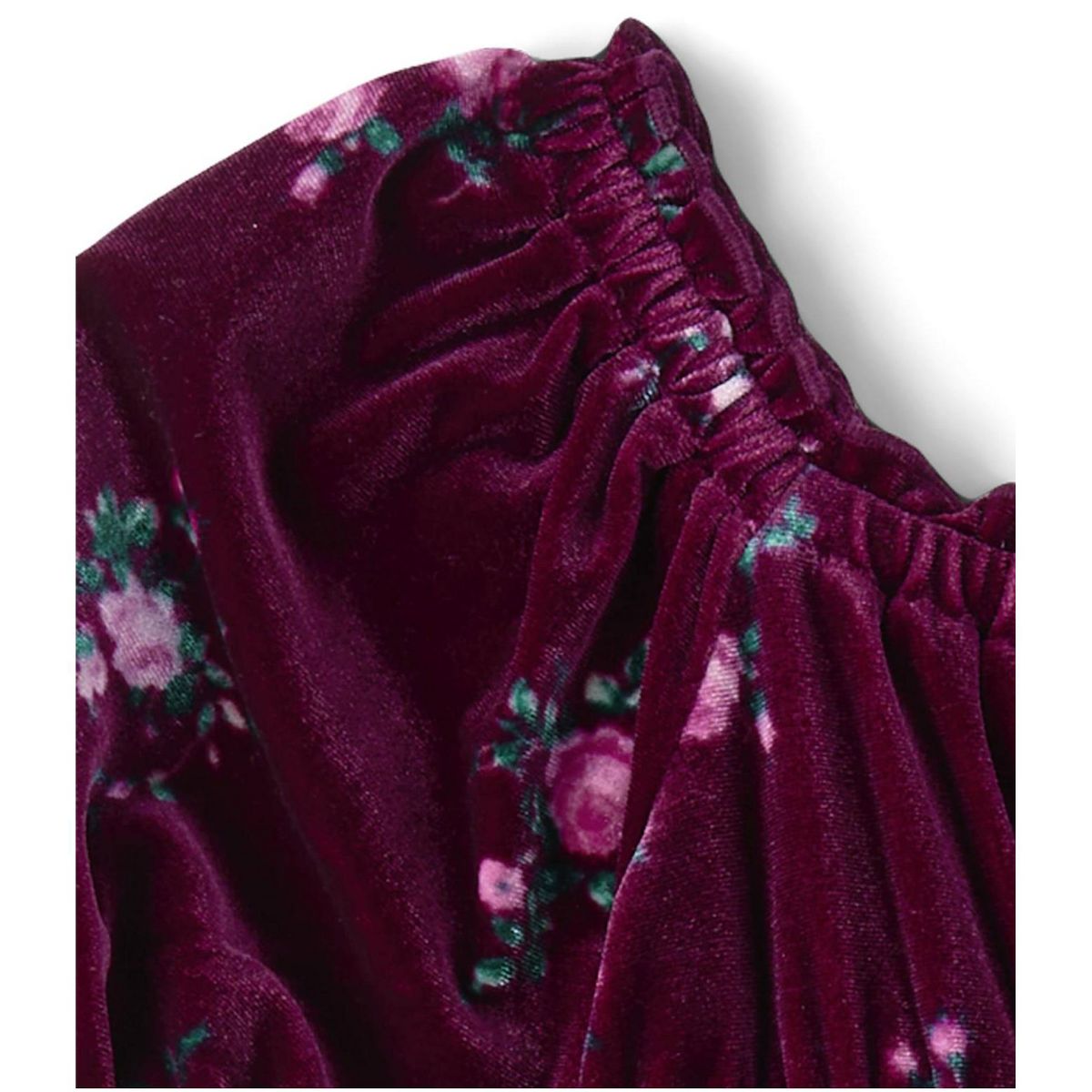 The Children's Place Girls Three Quarter Sleeve Floral Velour Babydoll Dress - thumbnail 4