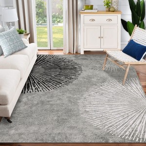 Washable Area Rug Modern Starburst Design Accent Carpet - 1 of 4