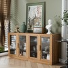 2-Piece Modern Minimalist Glass Door Wood Grain Edge Cabinet, Multifunctional Storage 3-Layer Shelf - 2 of 4
