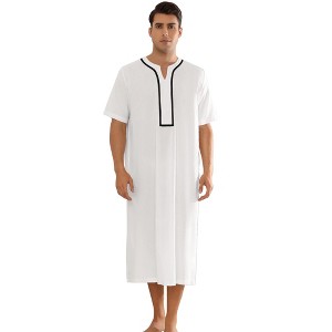 Lars Amadeus Men's Loose Fit Short Sleeves Solid Color Nightgown - 1 of 4