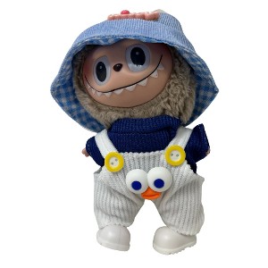 Labubu Happy Day Outfit Set – Overalls, Shirt, Hat & Shoes for 17.5cm Labubu Doll - 1 of 4