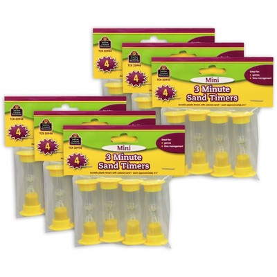 Teacher Created Resources 3 Minute Sand Timers, Mini, 4 Per Pack, 6 Packs