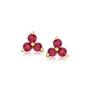 Pure Collection by Ross-Simons 0.20 ct. t.w. Ruby 3-Stone Stud Earrings in 14kt Yellow Gold - 1 of 4