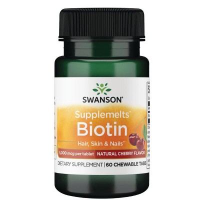 Swanson Supplemelts Biotin - Natural Cherry Flavor 5,000 mcg 60 Chwbls.