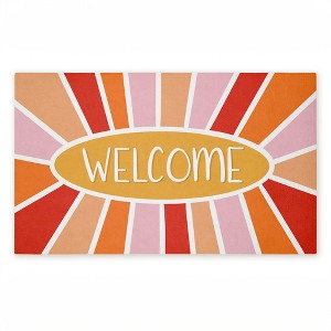 Stupell Industries Bright Welcome Sunburst Printed Outdoor Door Mat, design by Emily Cromwell, 18"x30" - 1 of 4