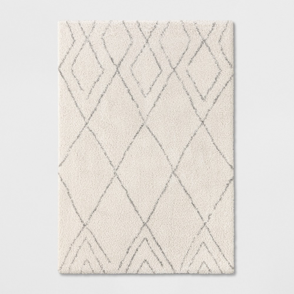 Photos - Area Rug 7'X10' Diamond Patterned Shag Woven  Cream - Threshold™