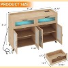Jojoka 47inch Rustic Sideboard Buffet with Drawers & Doors, Media Console Table with Charging Station and LED Light - 2 of 4