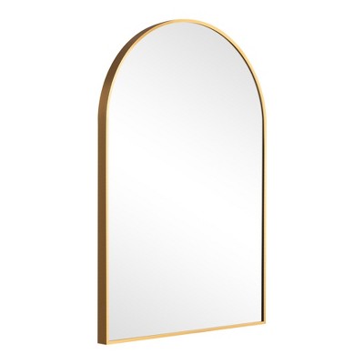 Lirago 36" x 24" Arched Hanging Bathroom Mirror with Gold Scratch-Resistant Aluminum Alloy Frame