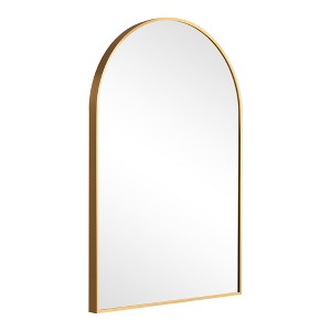 Lirago 36" x 24" Arched Hanging Bathroom Mirror with Gold Scratch-Resistant Aluminum Alloy Frame - 1 of 4