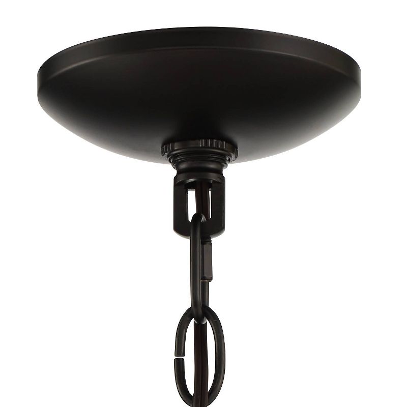 Stiffel Black Wood Wagon Wheel Chandelier 29 1/2" Wide Industrial Clear Outer Frosted Inner Glass 8-Light for Dining Room House, 5 of 10