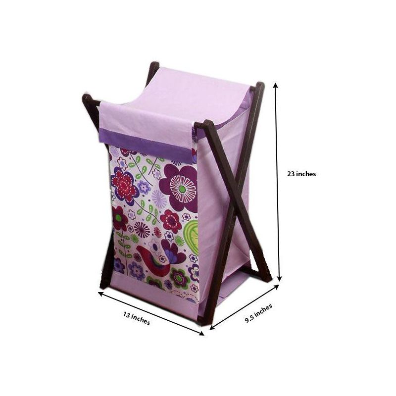 Bacati - Botanical Purple Laundry Hamper with Wooden Frame, 5 of 7
