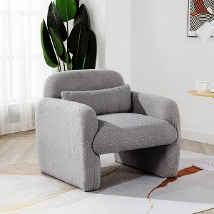 Modern Teddy Fleece Accent Chair with Armrests and Pillow, Cozy Single Sofa Armchair for Living Room, Bedroom or Study - ModernLuxe - 1 of 4