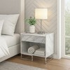 Royal Hampton Faux Marble Accent Table with Chrome Finish, White - 2 of 4