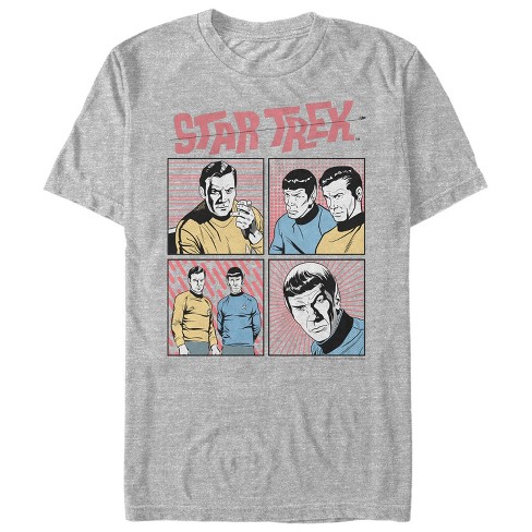 schattig Geruïneerd Poging Men's Star Trek Retro Cartoon Kirk & Spock Comic Frames T-shirt : Target