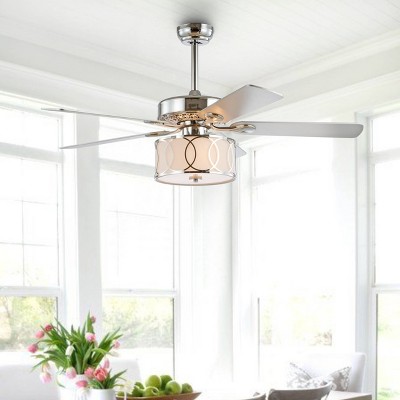 52" LED Drum Shade Ceiling Fan with Remote Chrome - JONATHAN  Y