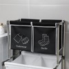 SEVOBAL Laundry Bags and Baskets Laundry Basket 2 Tier Clothes Sorter with 4 Removable Bags to Organize Clothes With Four Wheels, White, 20"*20"*30" - 3 of 4