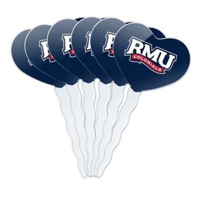 Robert Morris University Primary Logo Heart Love Cupcake Picks Toppers Decoration Set of 6