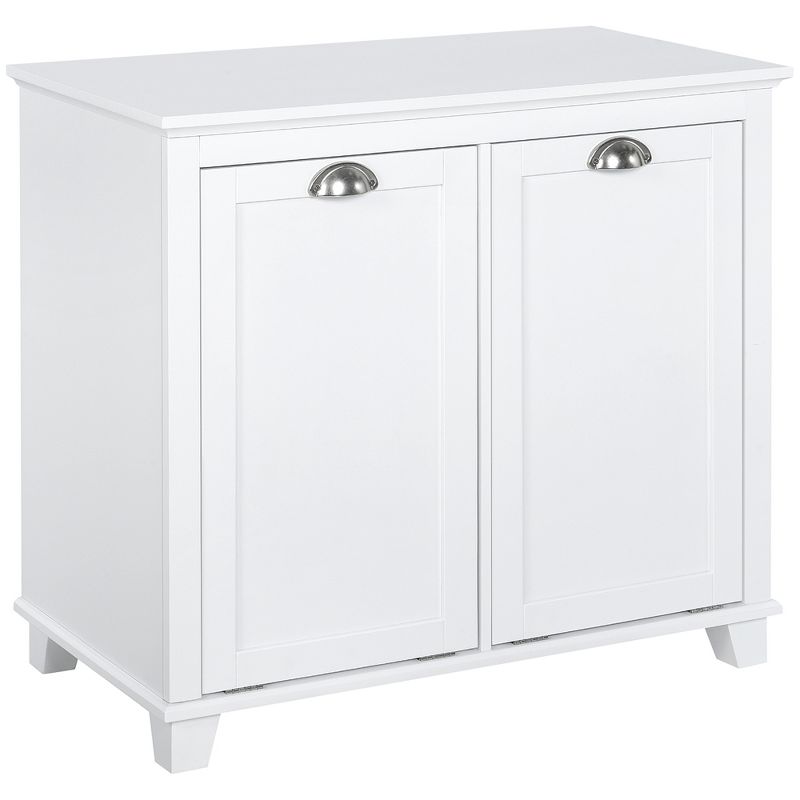 HOMCOM Tilt-Out Laundry Sorter Cabinet, Bathroom Storage Organizer with Two-Compartment Tilt-Out Hamper, 1 of 7