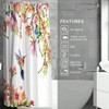Shower Curtain Flower Hummingbird Set, 12 Hooks, Waterproof Autumn Bathroom Decor 72" L X 72" W - 3 of 4