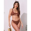 INSPIRE CHIC Women's Cutout Racerback Ribbed Bikini Sets, Scoop Neck Top Triangle Bottom Swimwear Bathing Suits 1 Set - 4 of 4