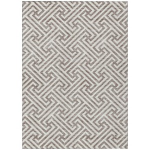 Taupe And Ivory Geometric Washable Indoor Outdoor Area Rug - 1 of 4