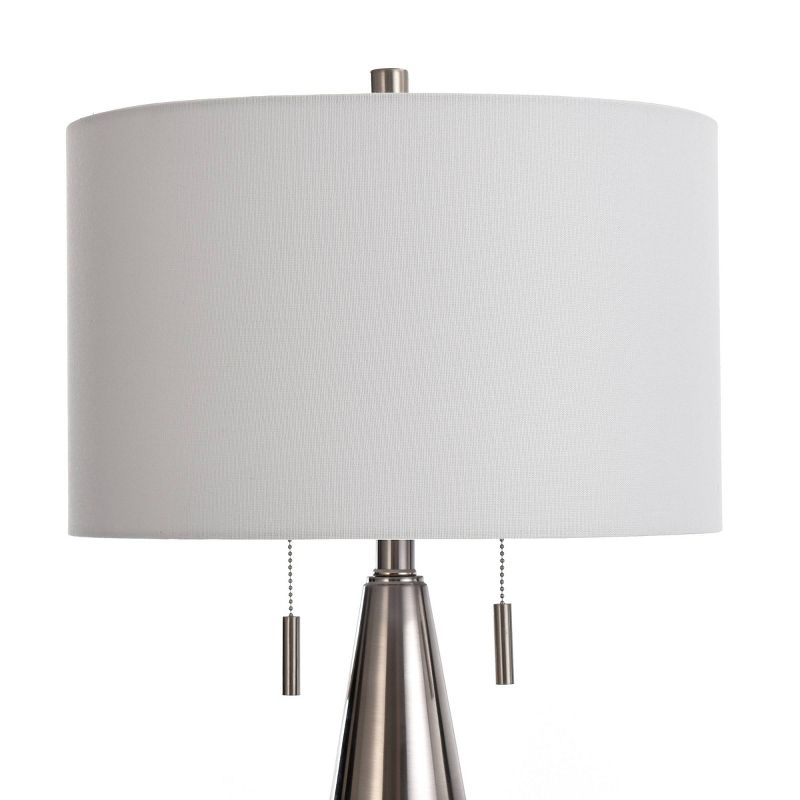Round Tapered Moulded Table Lamp with Polished Steel Accents - StyleCraft, 4 of 6