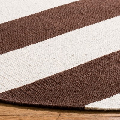 Coastal Breeze Chocolate & Ivory Stripe 9'x12' Cotton Area Rug
