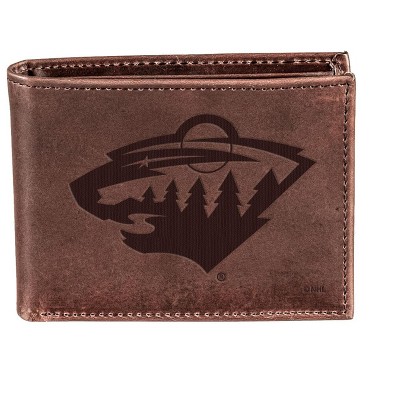 Evergreen NHL Minnesota Wild Brown Leather Bifold Wallet Officially Licensed with Gift Box