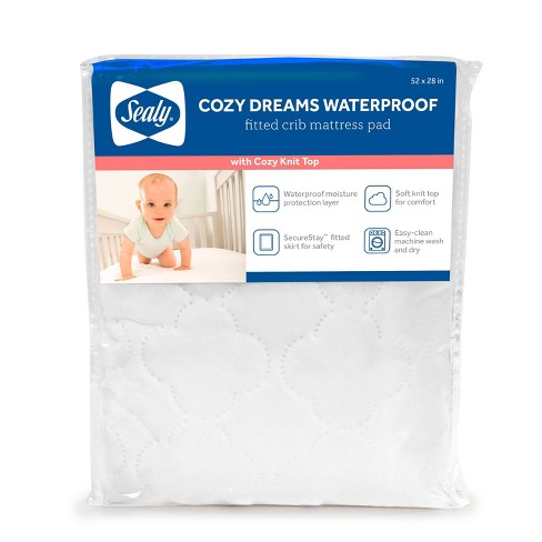 Sealy Cozy Dreams Waterproof Quilted Fitted Crib & Toddler Mattress Pad - image 1 of 4