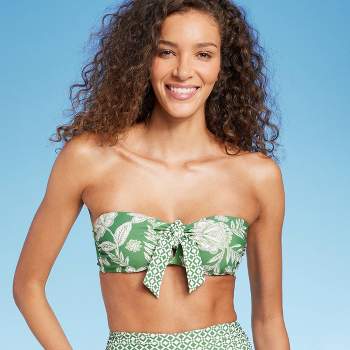 Women's Hidden Bandeau Underwire Bikini Top - Shade & Shore™ Green Floral Print