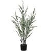 Monarch Specialties Artificial Plant 44 inch Tall Eucalyptus Tree Indoor Faux Fake Floor Greenery Potted Real Touch Decorative Green Leaves Black Pot - image 2 of 4